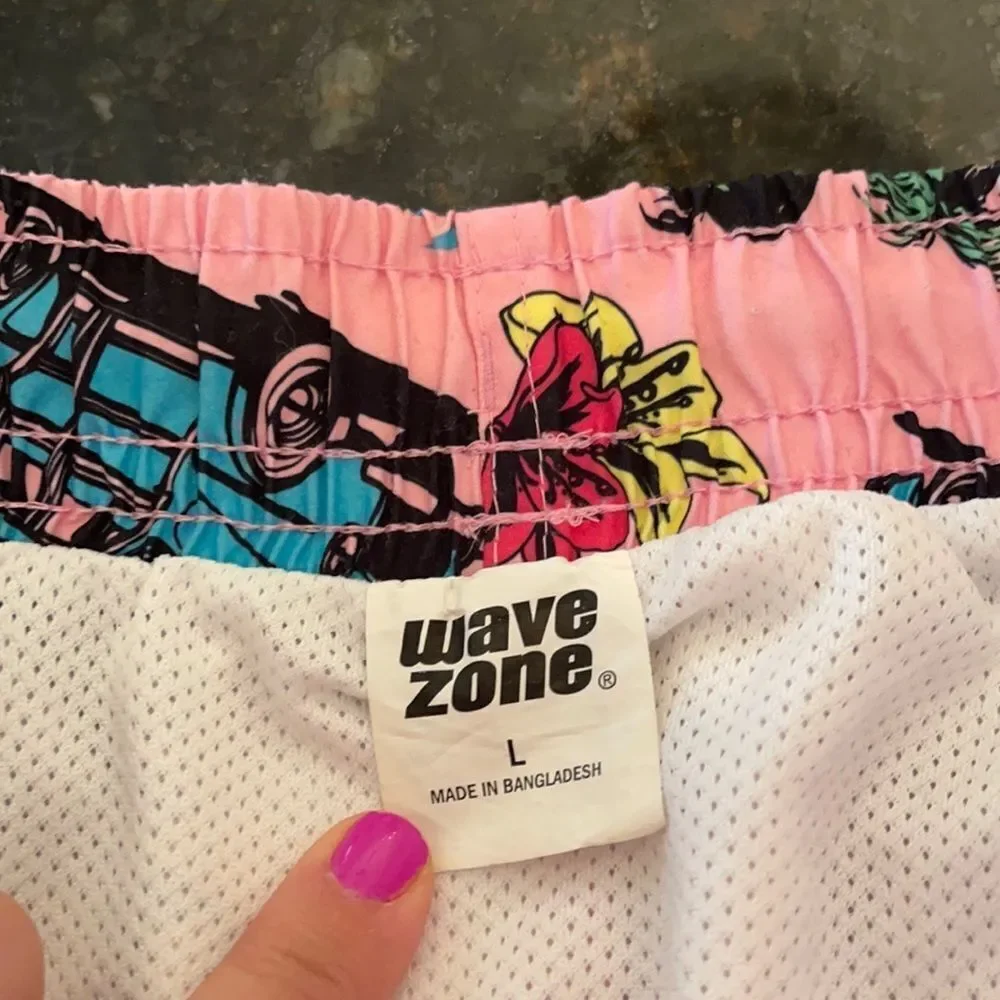 MENS Wave Zone L Retro Vibes Tropical Swim Shorts